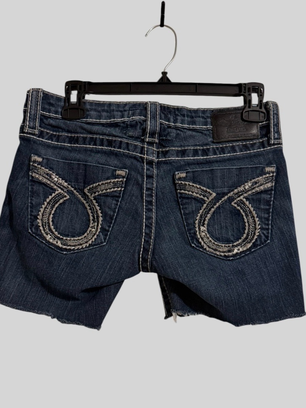 Dark Blue Women's Denim Shorts with Embroidered Back Pockets